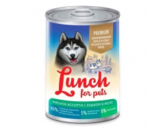 Lunch for pets конcерва для собак средних/крупных пород в желе мясное ассорти язык 850г
