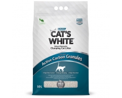 Cat's White Activated Carbon Granules комкующийся наполнитель с гранулами активир угля 10л