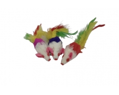 Western игрушка для кошек Мышь меховая двуцветная с пером 5см