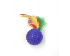 Евро-продукт игрушка для кошек мячик с перьями 4см