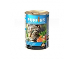 PUFFINS консерва для кошек рыбное ассорти кусочки в желе 400г