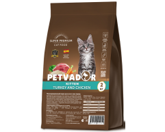 PETVADOR сухой корм для котят, беременных и лактирующих кошек индейка/курица/рис 2кг