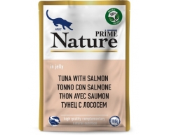Prime Nature пауч для кошек тунец с лососем в желе 100г