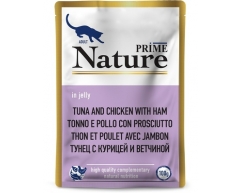 Prime Nature пауч для кошек тунец с курицей и ветчиной в желе 100г