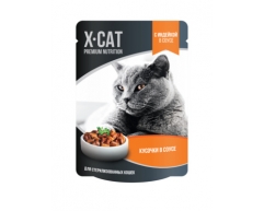 X-CAT пауч для стерилизованных кошек индейка в соусе 85г