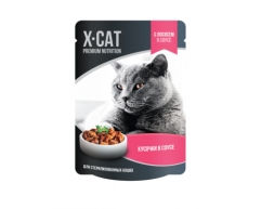 X-CAT пауч для стерилизованных кошек лосось в соусе 85г