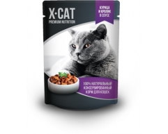 X-CAT пауч для кошек курица/кролик в соусе 85г