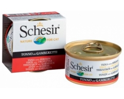 Schesir консерва для кошек тунец/креветки № 013 85г