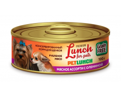 Lunch for pets консерва для щенков мелких пород рубленое мясо оленина 100г