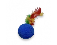 Евро-продукт игрушка для кошек мячик поролоновый с перьями 4см