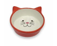 N1 миска керамическая Мордочка кошки красная 290мл