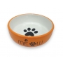 N1 миска керамическая Лапка кошки оранжевая 320мл