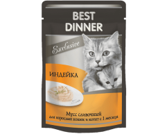 Best Dinner Exclusive мусс для кошек и котят индейка 85г