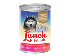 Lunch for pets конcерва для собак средних/крупных пород в желе нежная телятина 400г