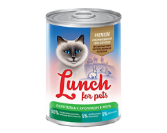 Lunch for pets консерва для кошек перепёлка/кролик в желе профилактика МКБ 400г