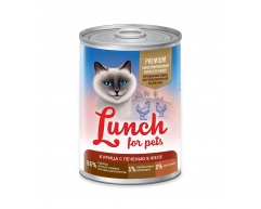 Lunch for pets консерва для кошек курица/печень в желе профилактика МКБ 400г