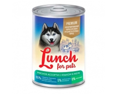 Lunch for pets конcерва для собак средних/крупных пород в желе мясное ассорти язык 400г