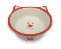 Western миска керамическая для кошек Мордашка красная 0,18л