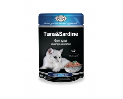 Gina пауч для кошек Tuna & Sardine тунец/сардины в желе 85г