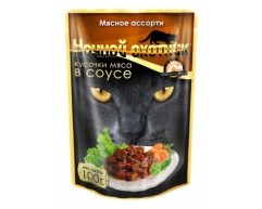 Ночной охотник пауч для кошек мясное ассорти в соусе 100г