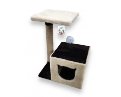 Альфа игровой комплекс для кошек домик с платформой боковой 60см джут