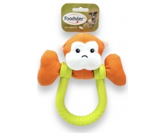 Foodster Игрушка для собак плюшевая обезьянка с резиновым кольцом 21,3см