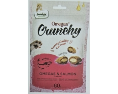 Gnawlers Omegas Crunchy лакомство для кошек подушечки с лососем 60г