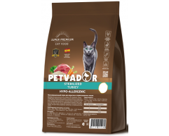 PETVADOR сухой корм для стерилизованных кошек и кастрированных котов индейка/рис 400г