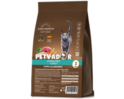 PETVADOR сухой корм для стерилизованных кошек и кастрированных котов индейка/рис 2кг