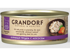 Grandorf консерва для кошек куриная грудка с лососем 70г
