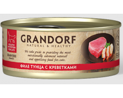 Grandorf консерва для кошек филе тунца с креветками 70г